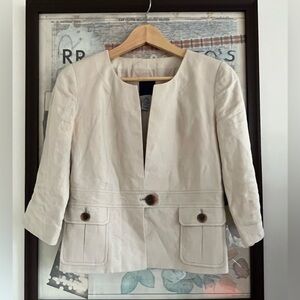 NWT J.Crew 100% Linen Classic Safari Jacket Beige 2